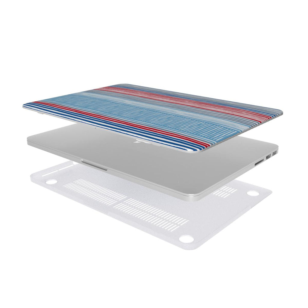 Textile Red Blue Stripes MacBook Case
