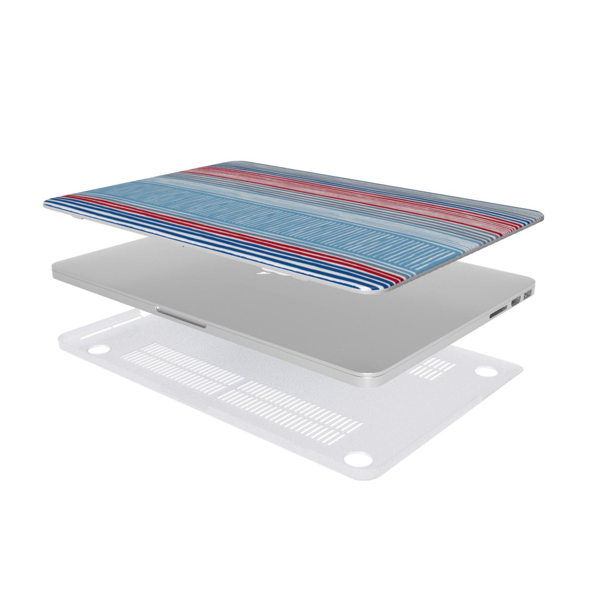 Textile Red Blue Stripes MacBook Case