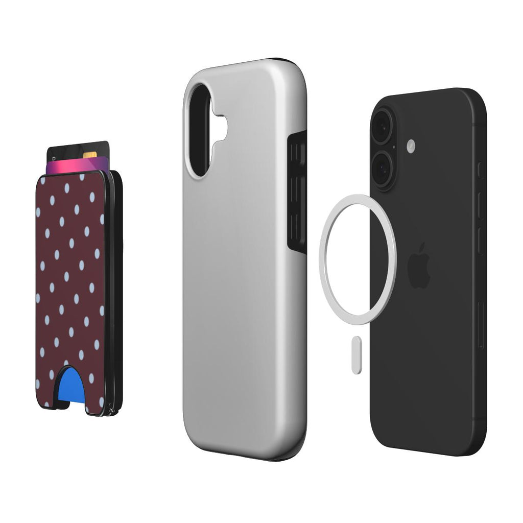 Blue Sky in Burgundy Polka Dots Magnetic wallet