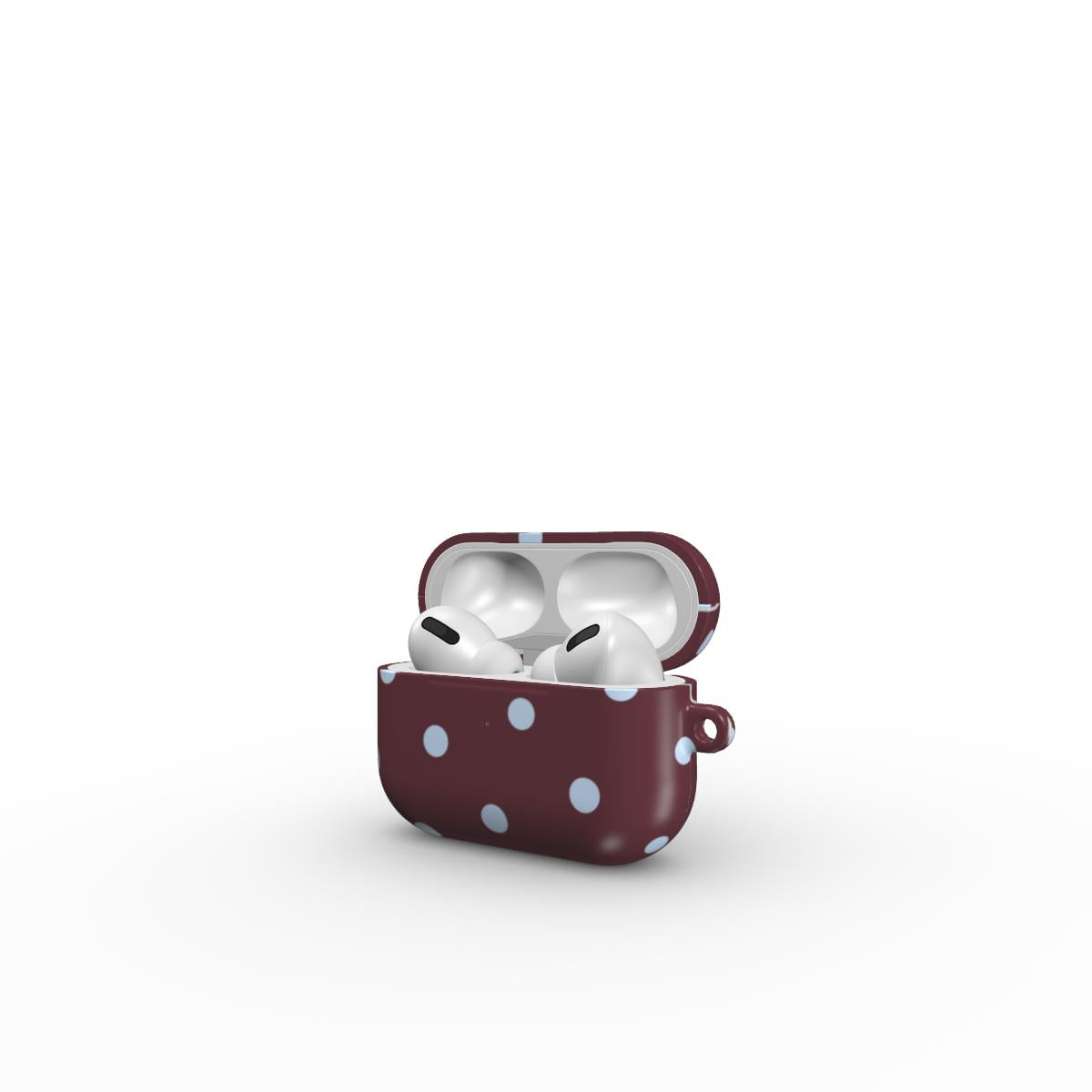 Blue Sky in Burgundy Polka Dots Apple AirPods Tough Case