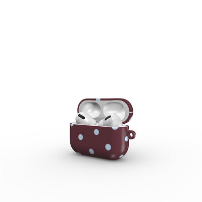Blue Sky in Burgundy Polka Dots Apple AirPods Tough Case
