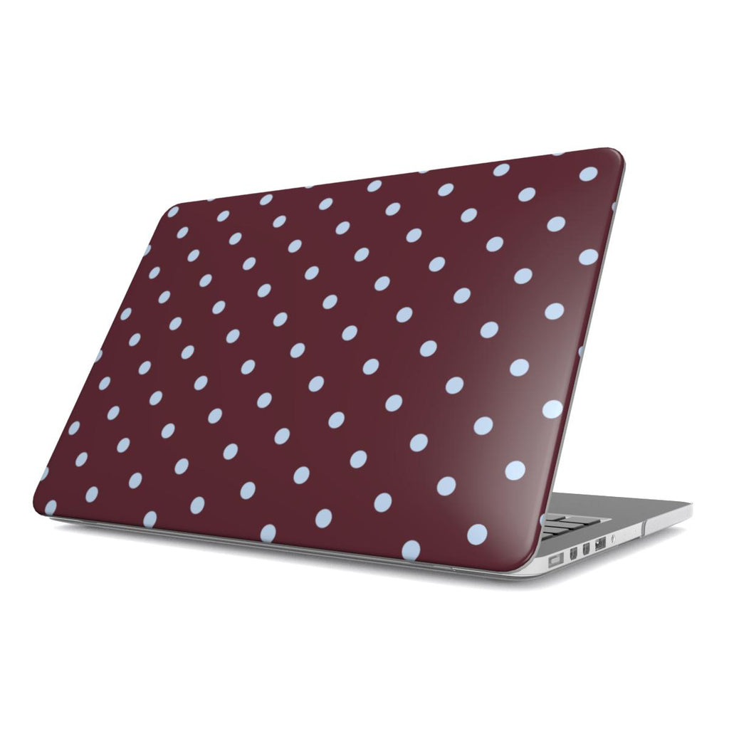 Blue Sky in Burgundy Polka Dots MacBook Case