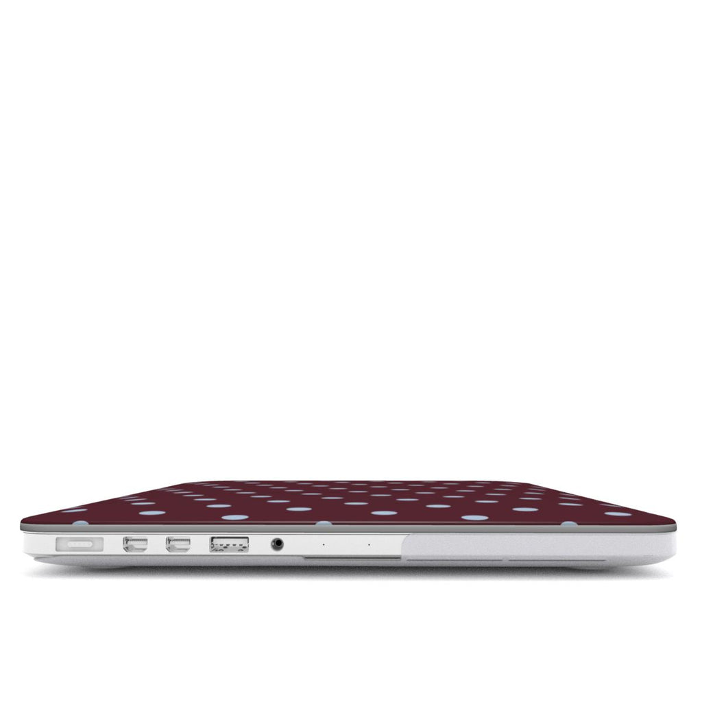 Blue Sky in Burgundy Polka Dots MacBook Case