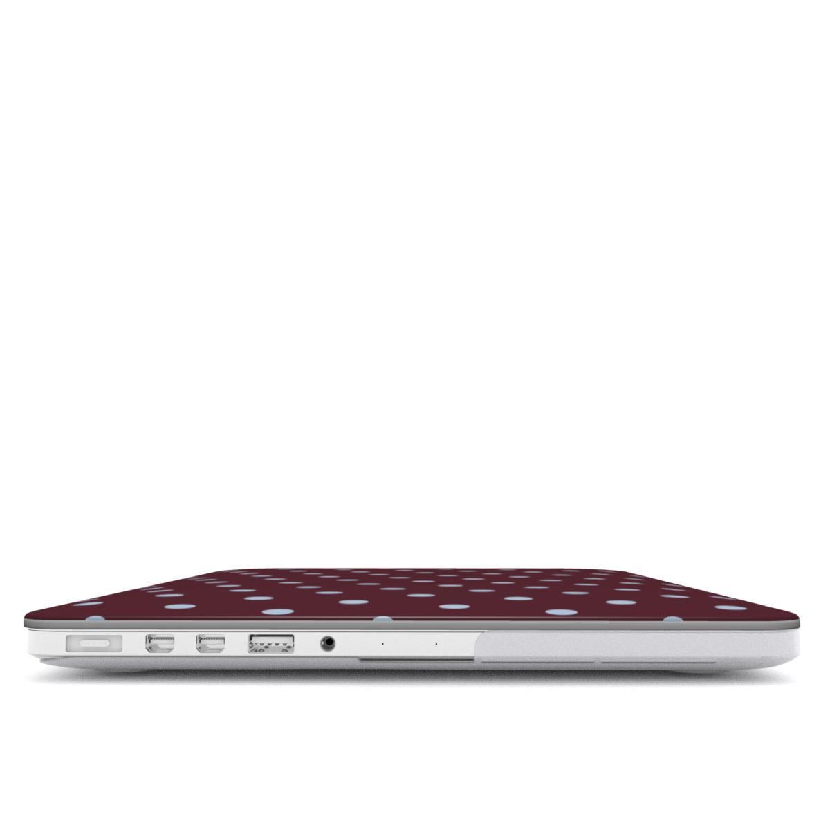 Blue Sky in Burgundy Polka Dots MacBook Case