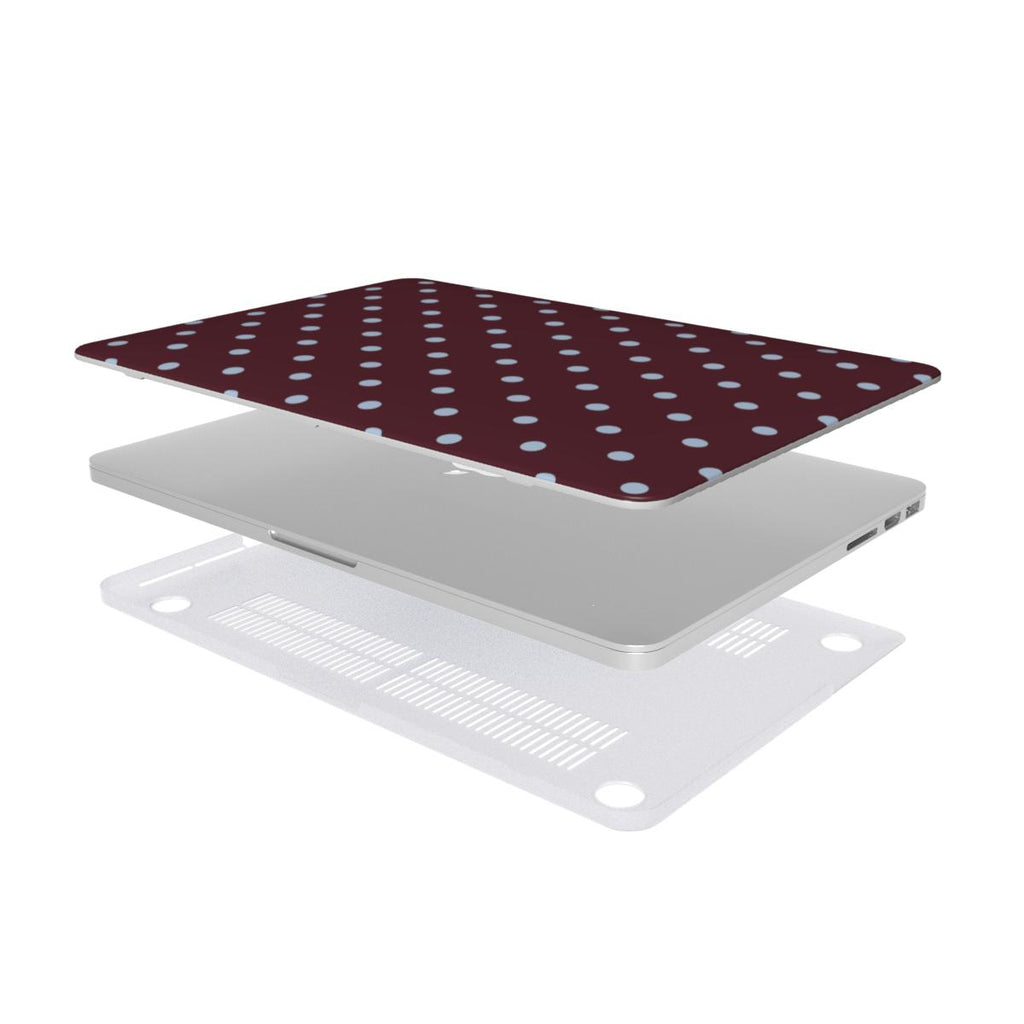Blue Sky in Burgundy Polka Dots MacBook Case