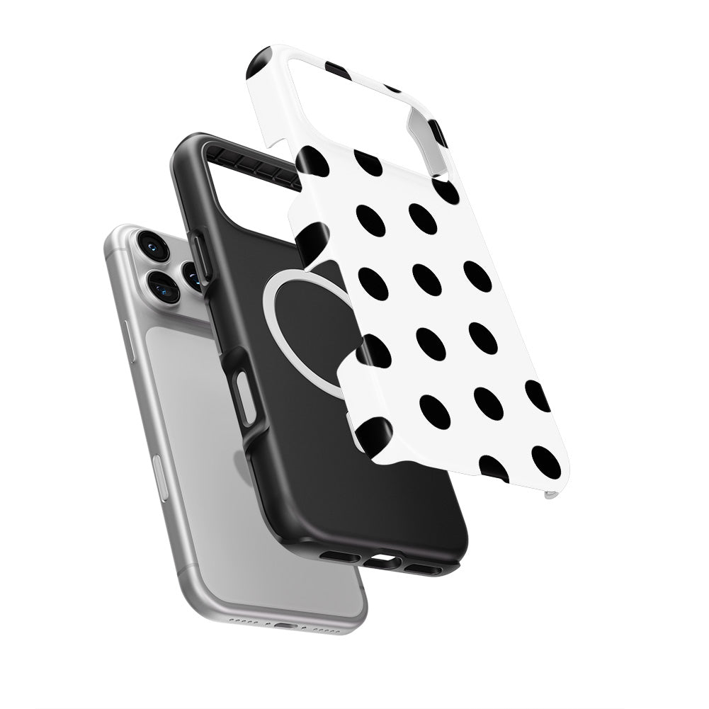 Black in White Polka Dots MagSafe Tough Phone Case