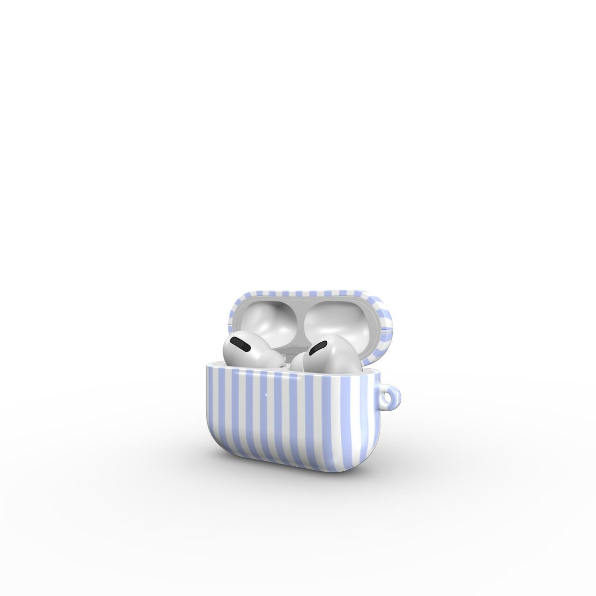 Baby Blue Stripes Apple AirPods Tough Case, 3D product render
