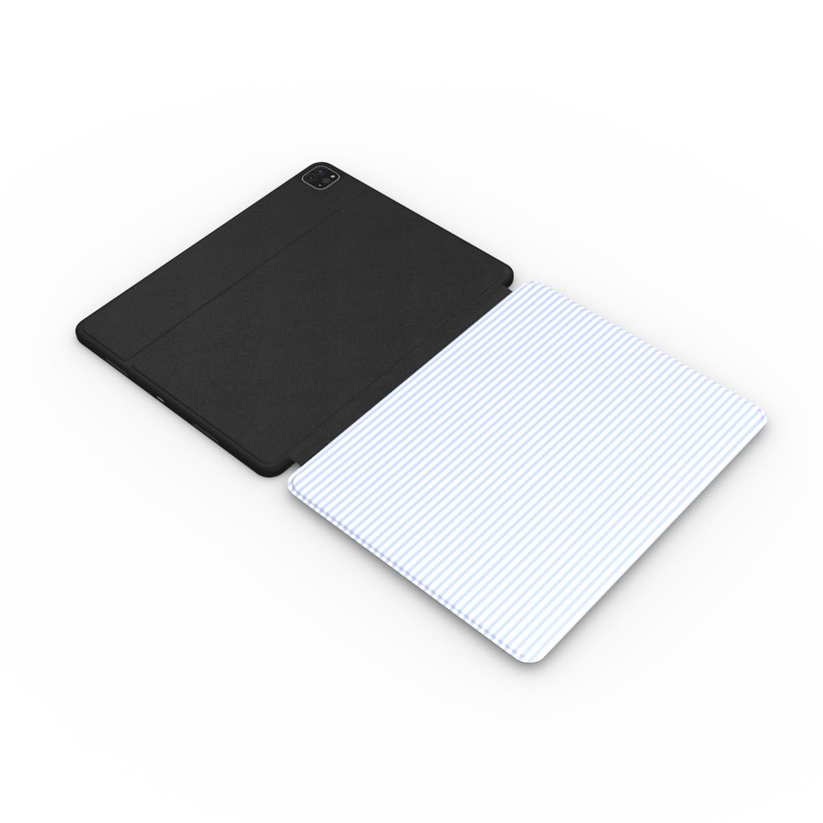 Baby Blue Stripes Apple iPad Case, 3D product render