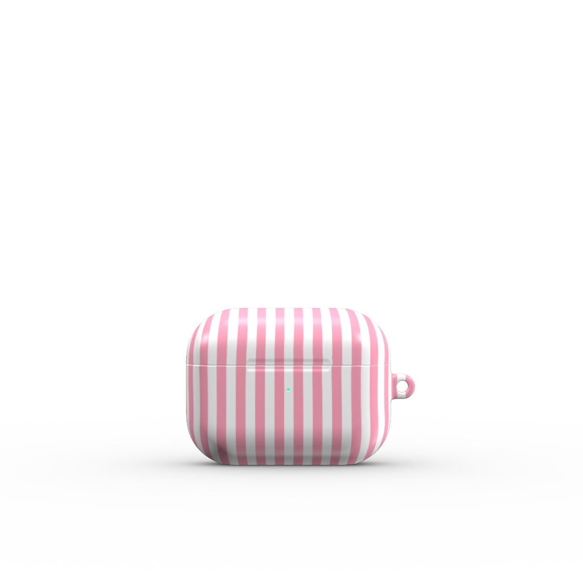 Baby Pink Stripes Apple AirPods Tough Case, 3D product render