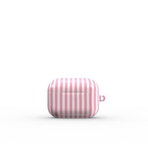 Baby Pink Stripes Apple AirPods Tough Case, 3D product render