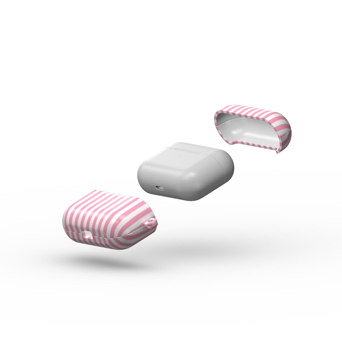Baby Pink Stripes Apple AirPods Tough Case, 3D product render