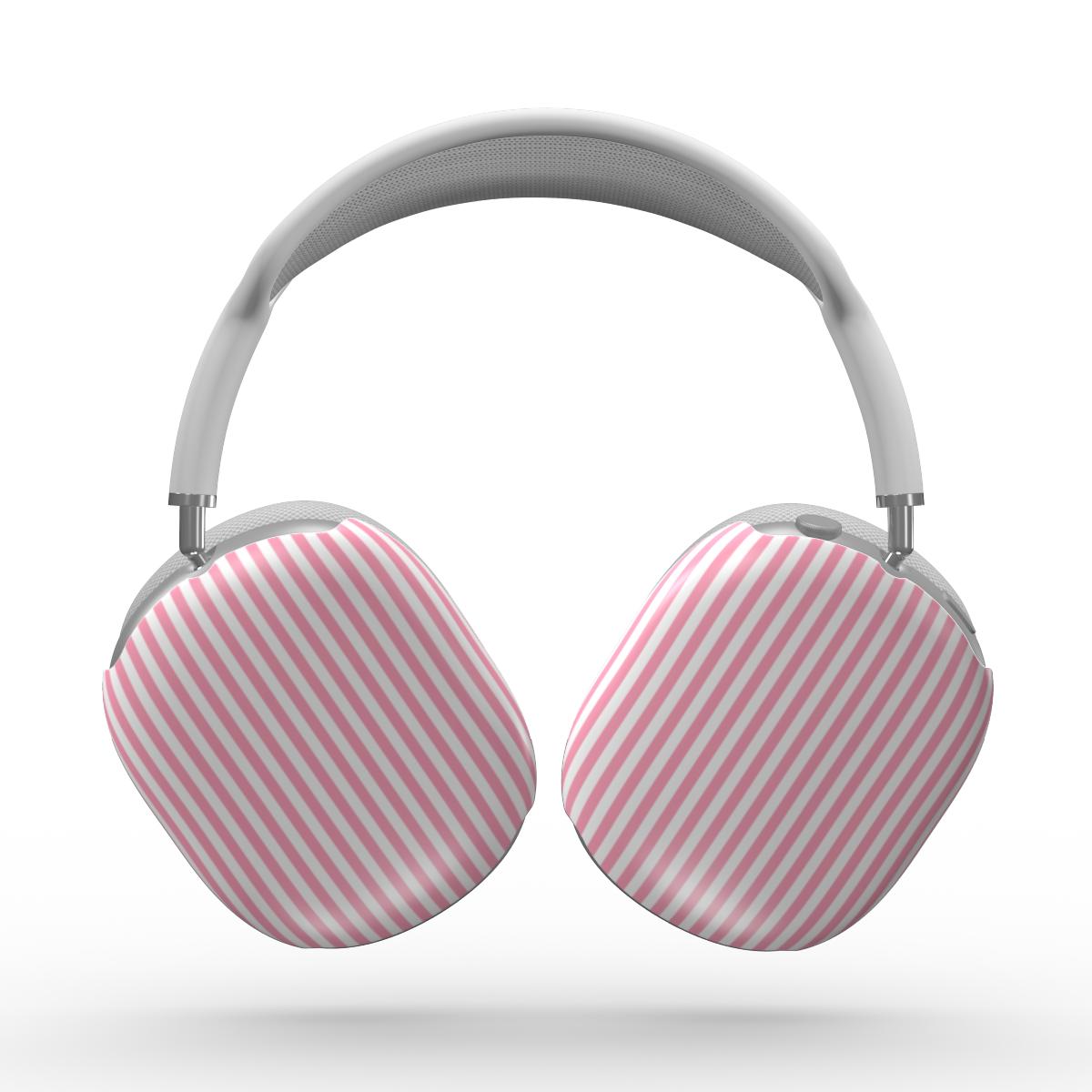 Baby Pink Stripes Apple AirPods Max Tough Case, 3D product render