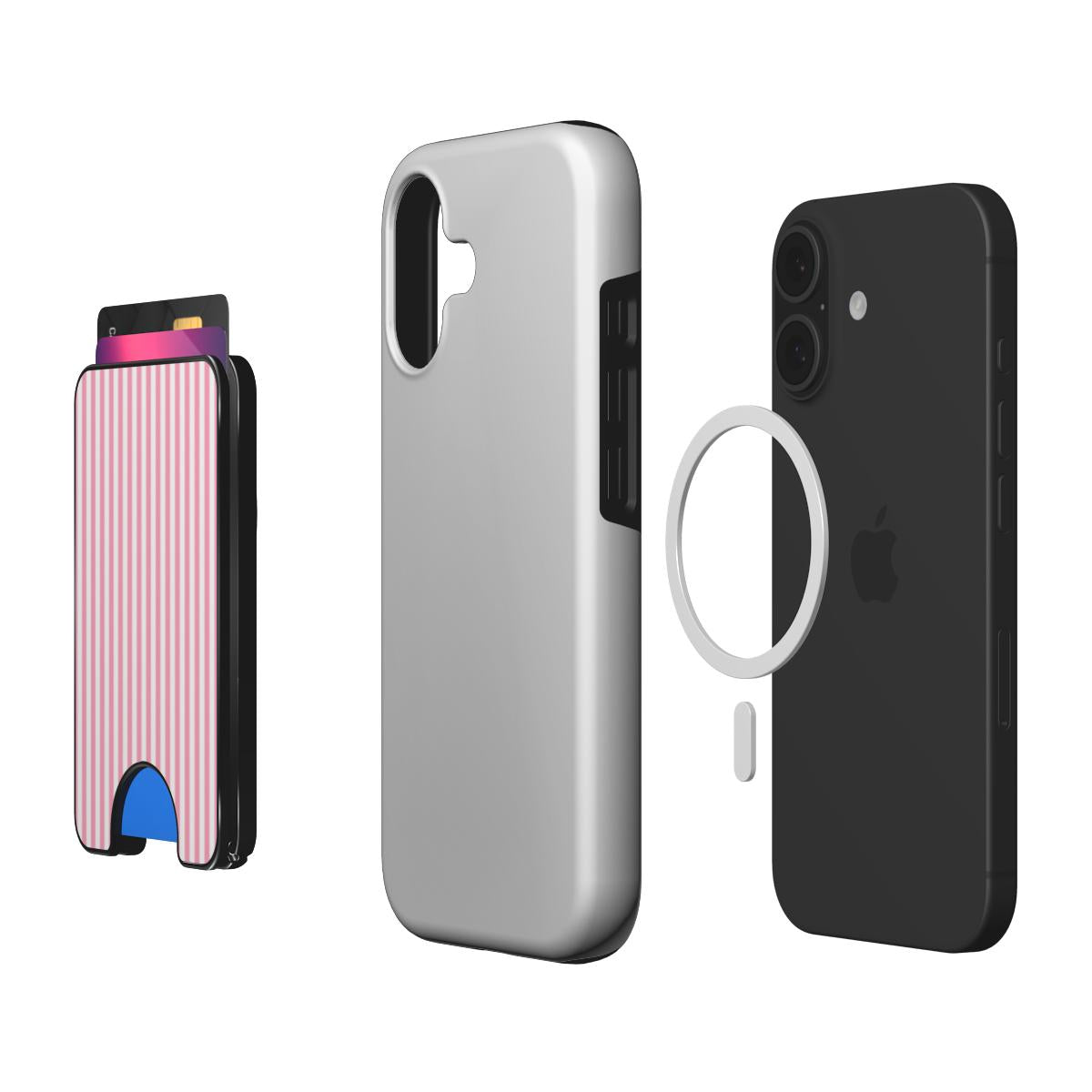 Baby Pink Stripes Magnetic Wallet, 3D product render