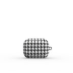 Black in White Houndstooth Apple AirPods Tough Case — angled view
