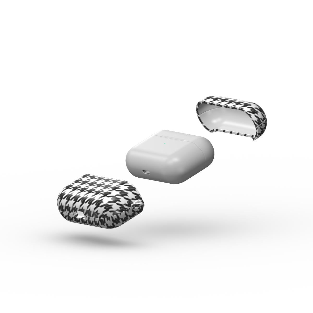 Black in White Houndstooth Apple AirPods Tough Case — layers separated