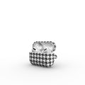 Black in White Houndstooth Apple AirPods Tough Case — full view, front print