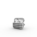 Black in White Houndstooth Apple AirPods Tough Case — full view, front print