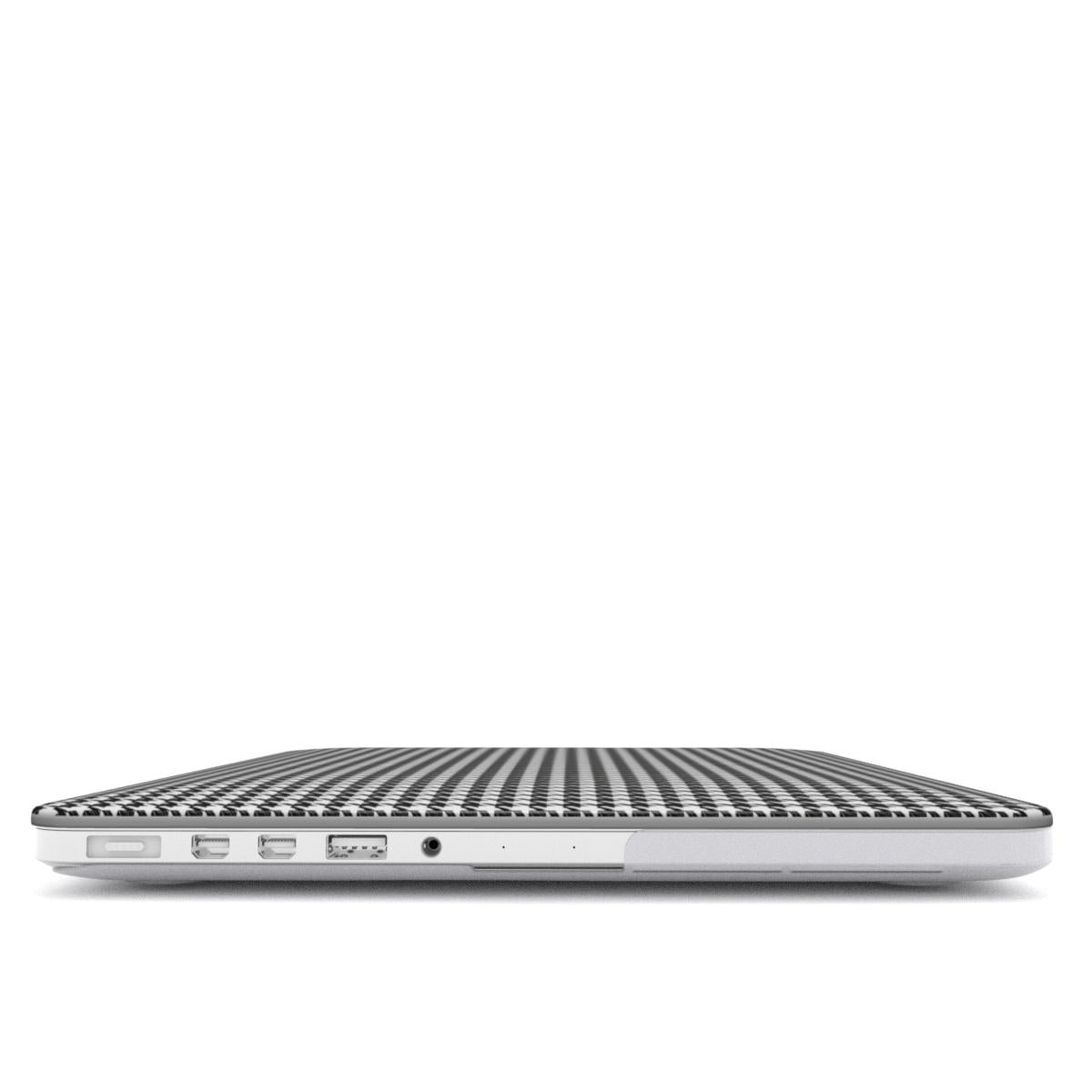 Black in White Houndstooth MacBook Case — angled view