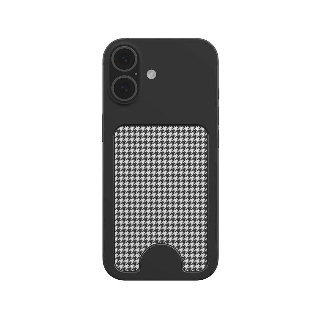 Black in White Houndstooth Magnetic Wallet — angled view