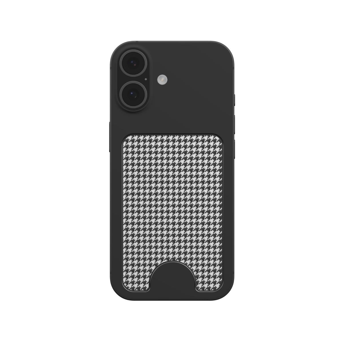 Black in White Houndstooth Magnetic Wallet — angled view