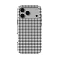 Black in White Houndstooth phone case — back view, full print