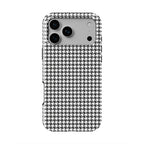 Black in White Houndstooth phone case — back view, full print