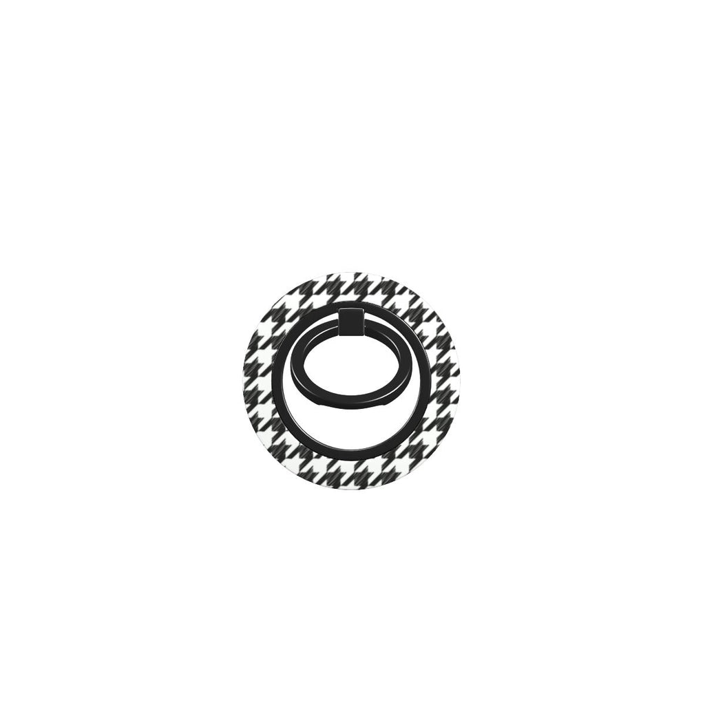 Black in White Houndstooth Ring Holder — full view, front print