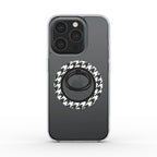 Black in White Houndstooth Ring Holder — on phone, back view