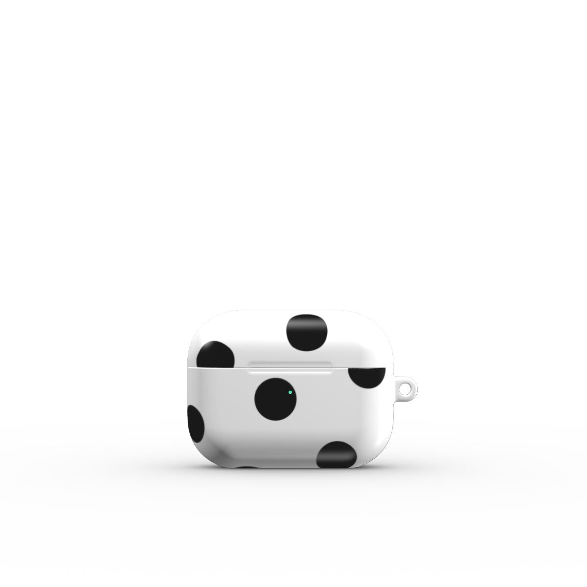 Black in White Polka Dots Apple AirPods Tough Case, 3D product render