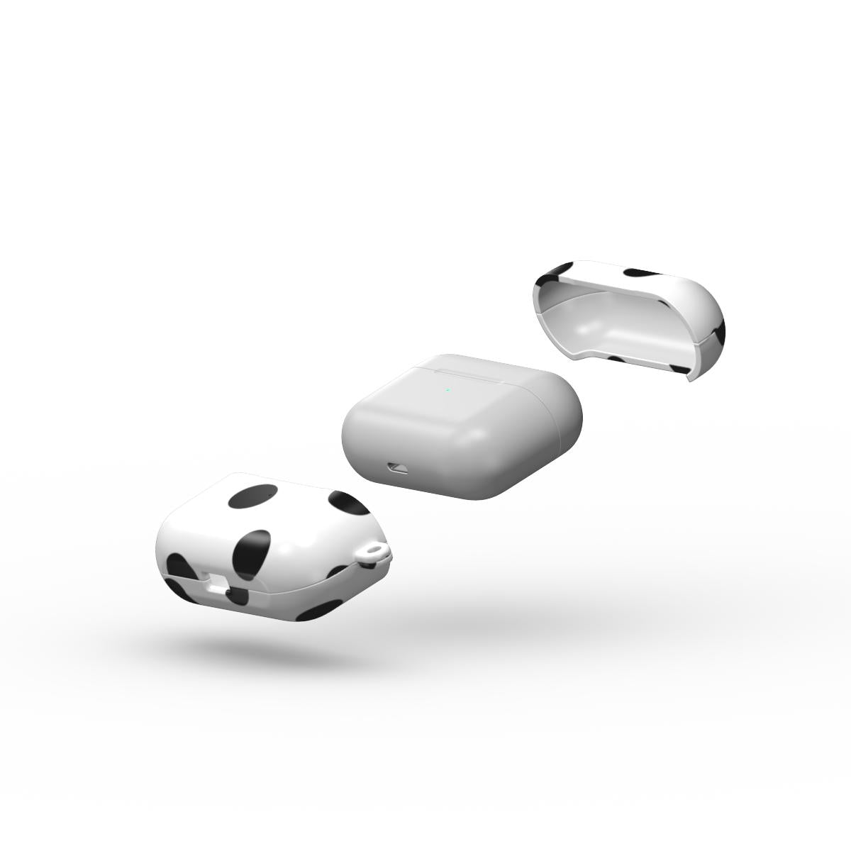 Black in White Polka Dots Apple AirPods Tough Case, 3D product render