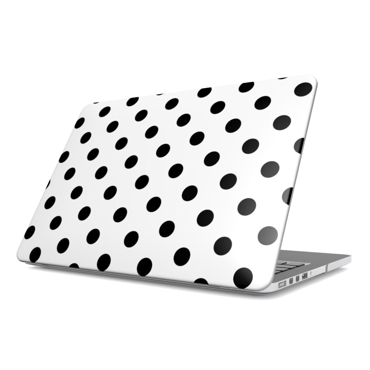 Black in White Polka Dots MacBook Case, 3D product render