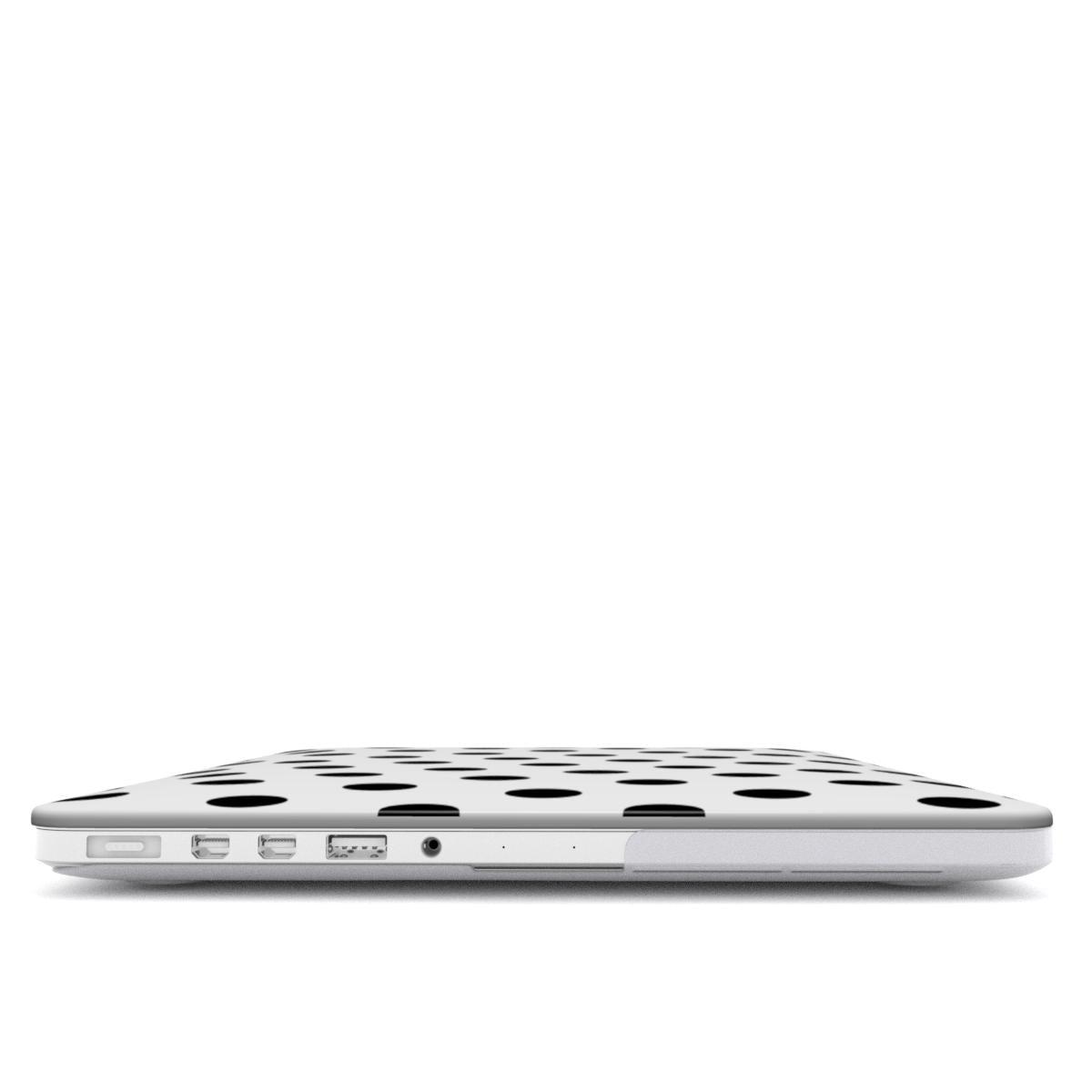 Black in White Polka Dots MacBook Case, 3D product render