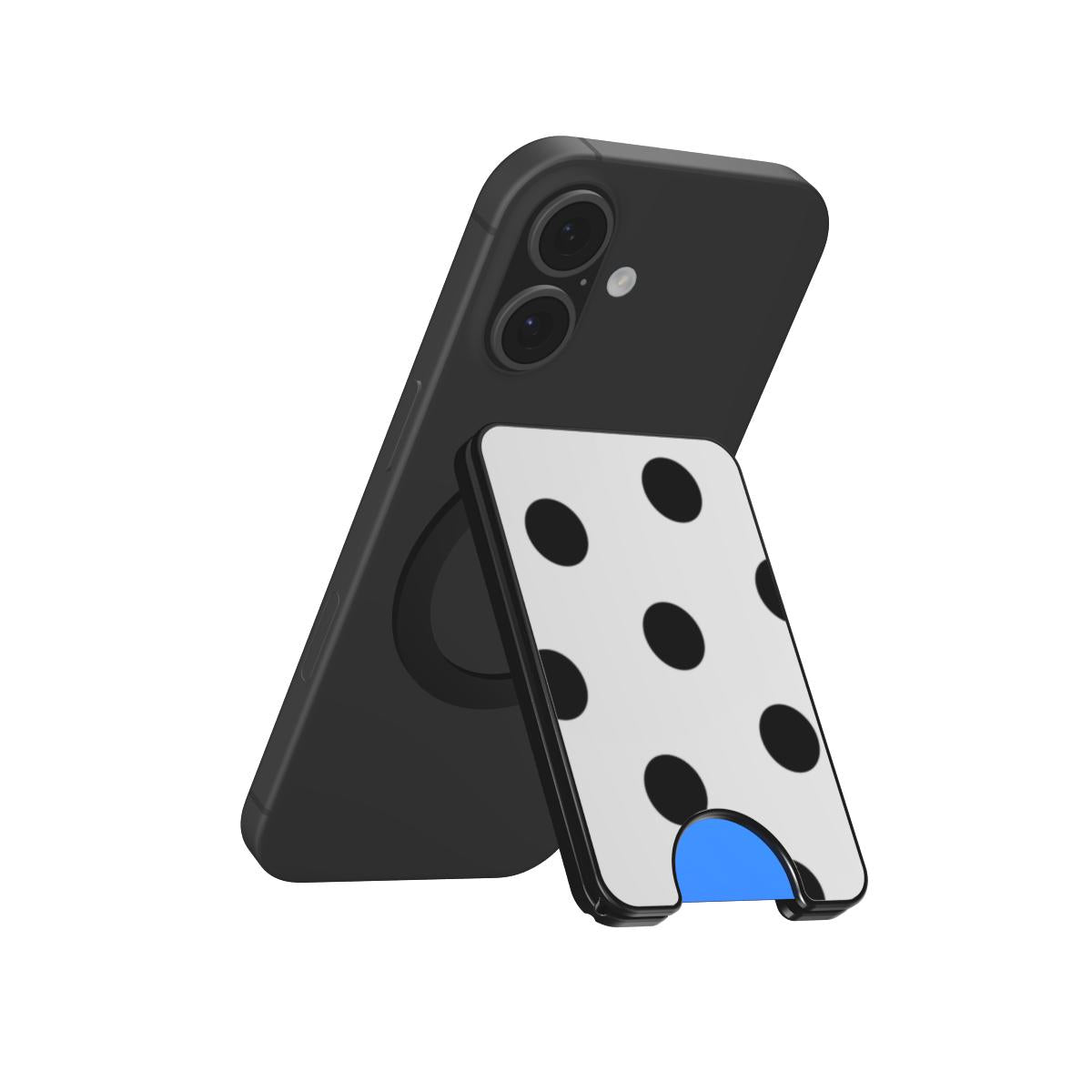 Black in White Polka Dots Magnetic Wallet, 3D product render