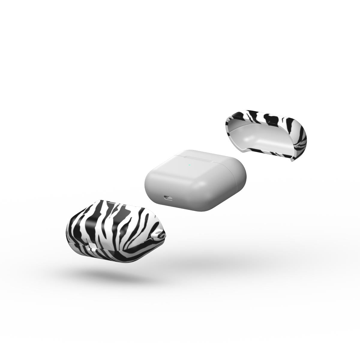Black in White Tiger Apple AirPods Tough Case, 3D product render