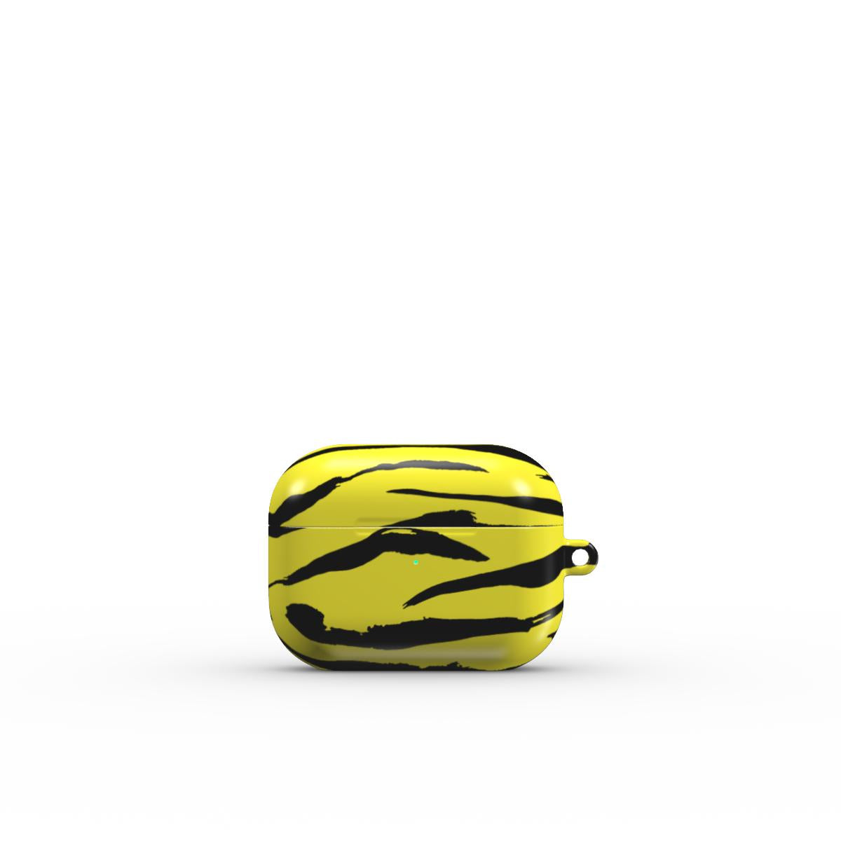 Black in Yellow Tiger Apple AirPods Tough Case, 3D product render