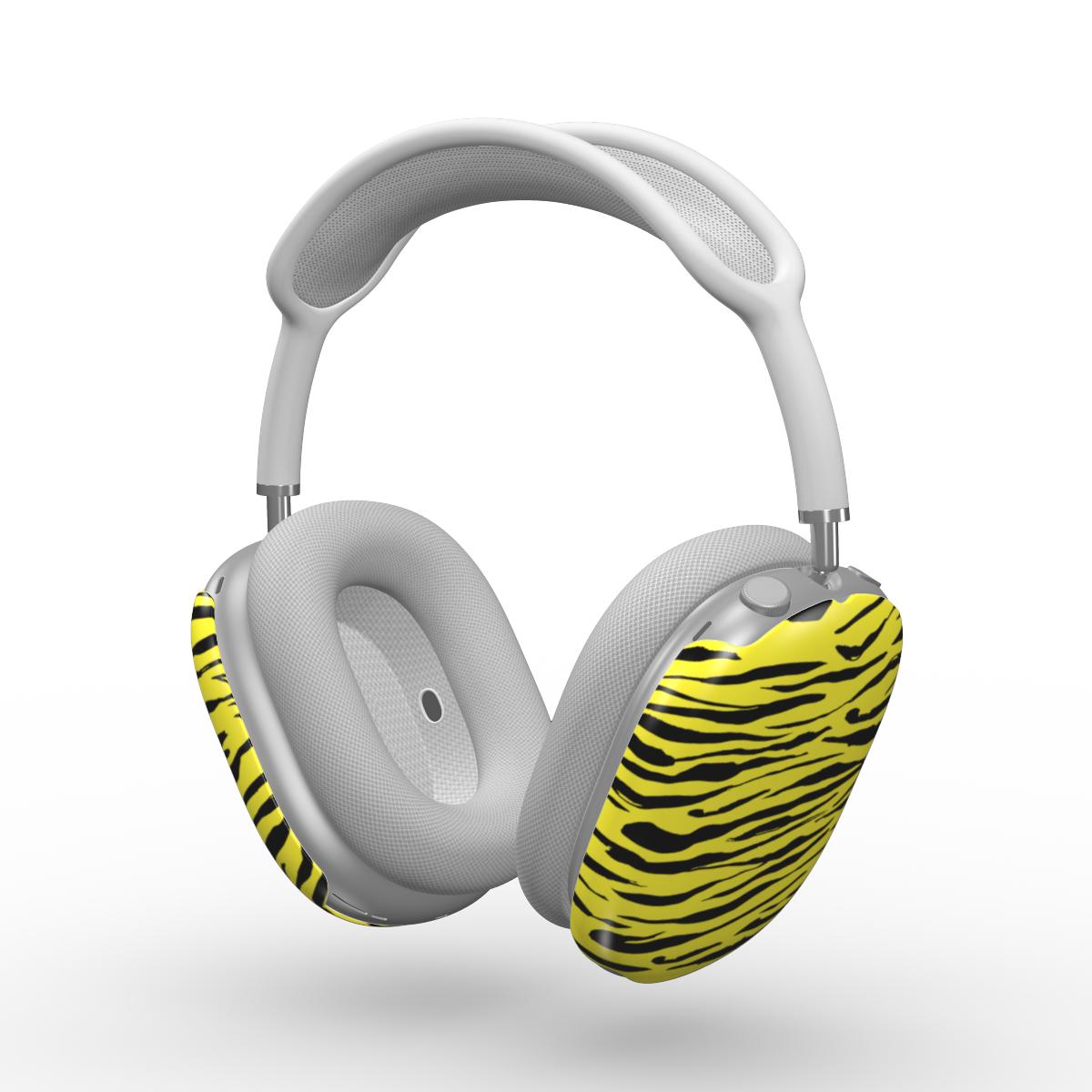 Black in Yellow Tiger Apple AirPods Max Tough Case, 3D product render