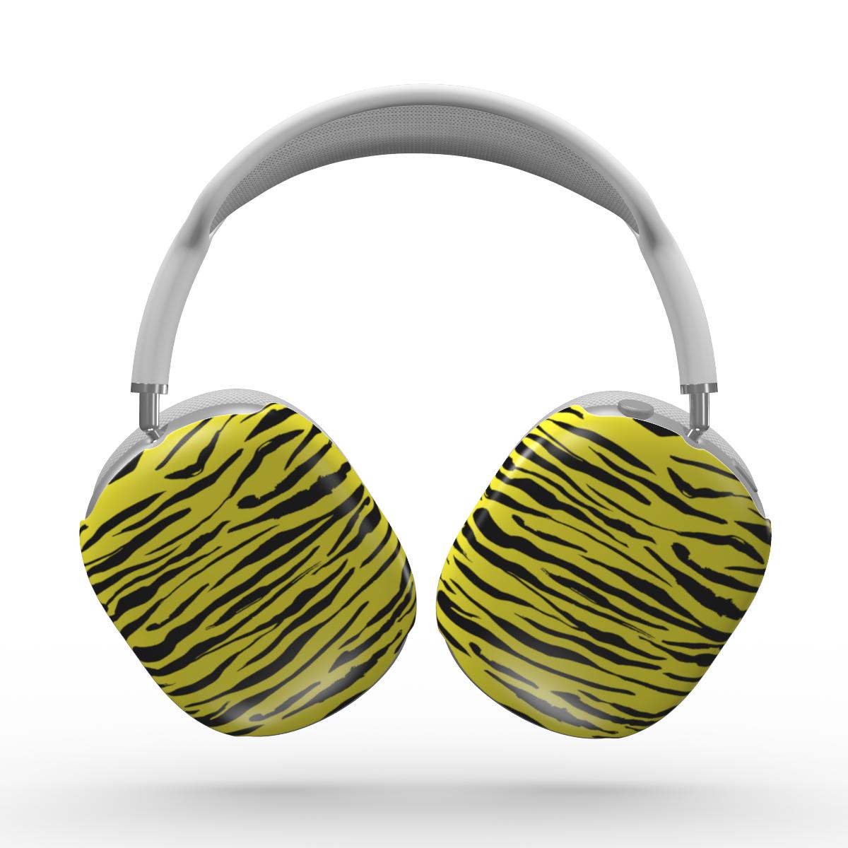 Black in Yellow Tiger Apple AirPods Max Tough Case, 3D product render