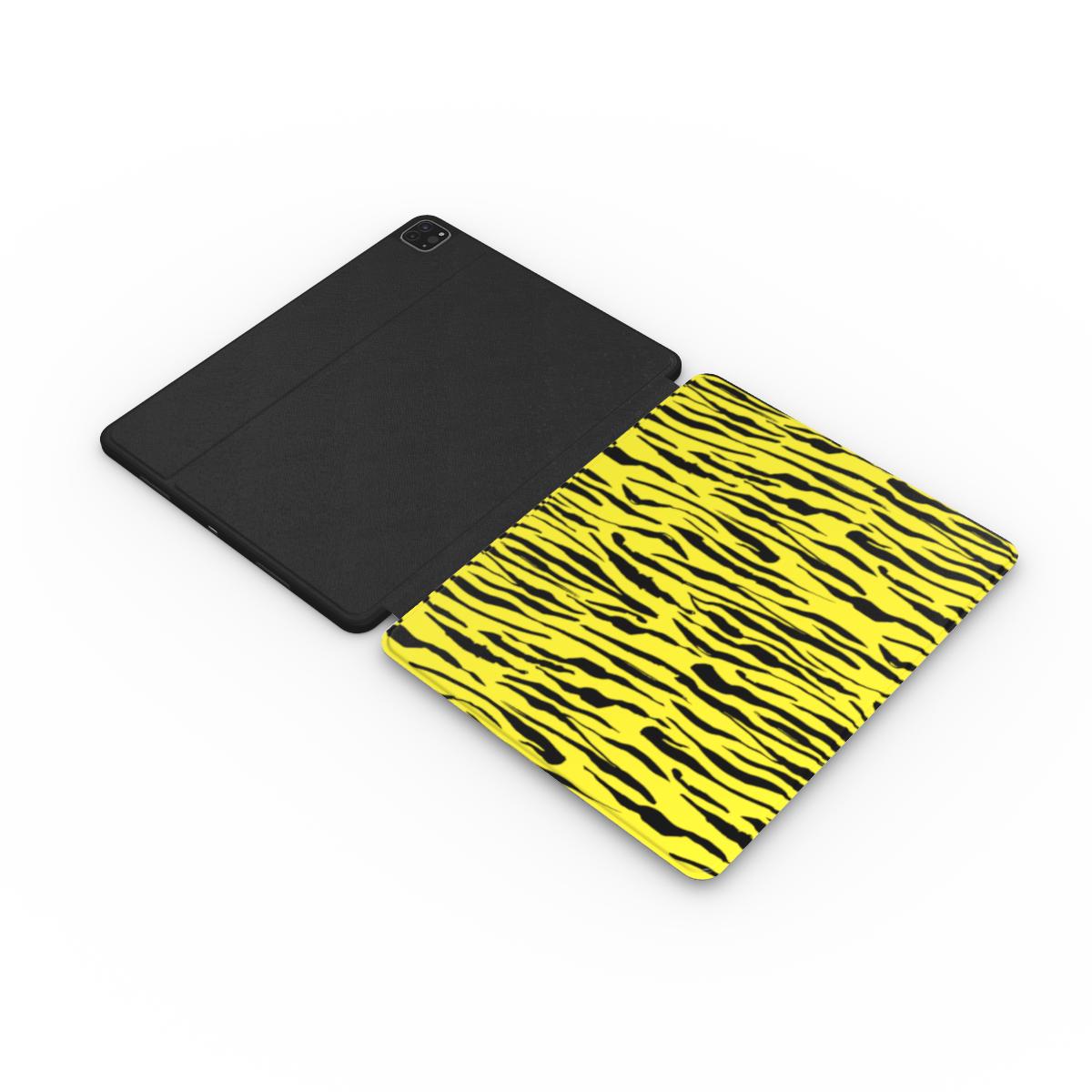Black in Yellow Tiger Apple iPad Case, 3D product render
