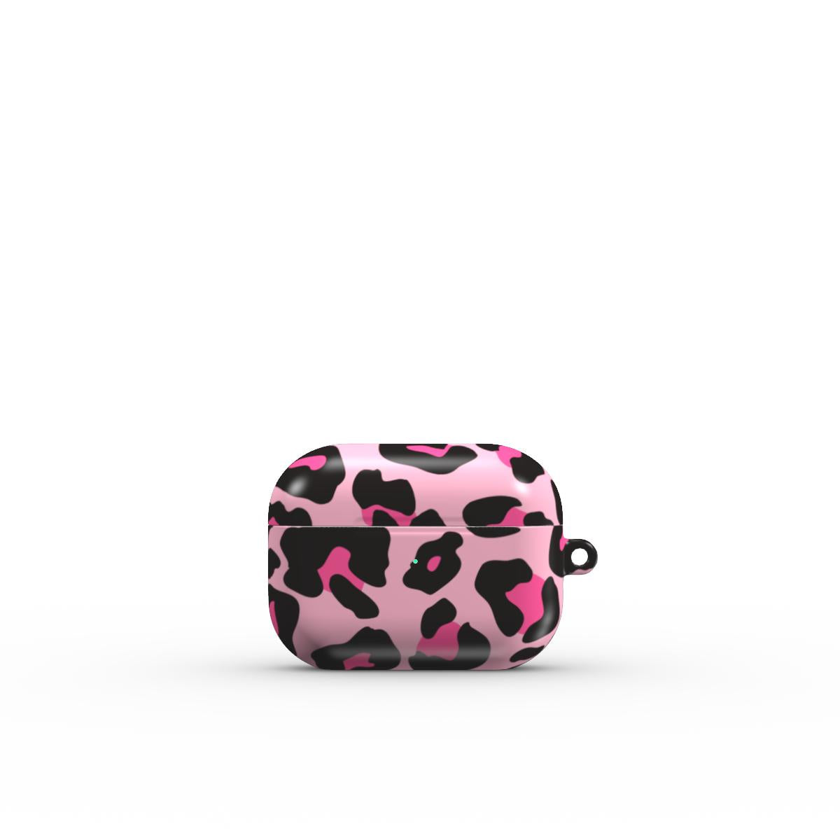 Black Pink Leopard Apple AirPods Tough Case, 3D product render