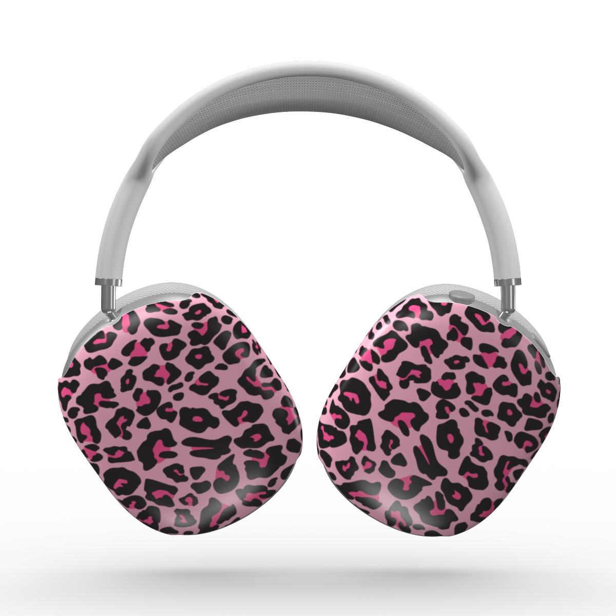 Black Pink Leopard Apple AirPods Max Tough Case, 3D product render