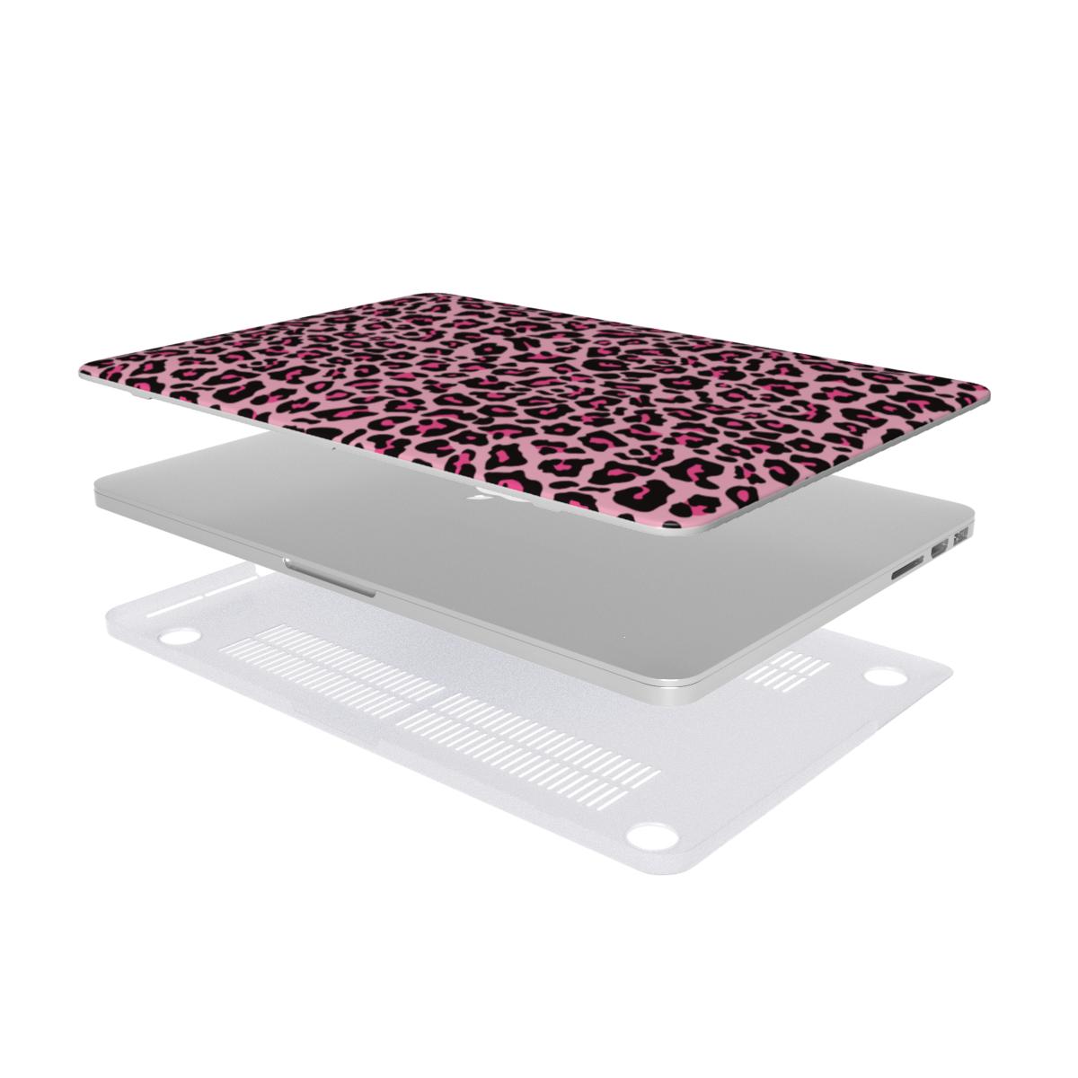 Black Pink Leopard MacBook Case, 3D product render