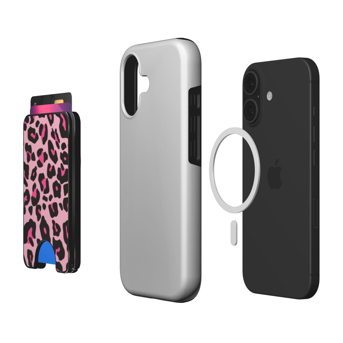 Black Pink Leopard Magnetic Wallet, 3D product render