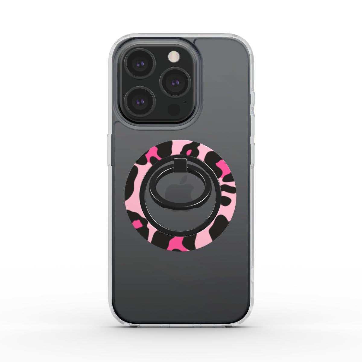 Black Pink Leopard Ring Holder, 3D product render
