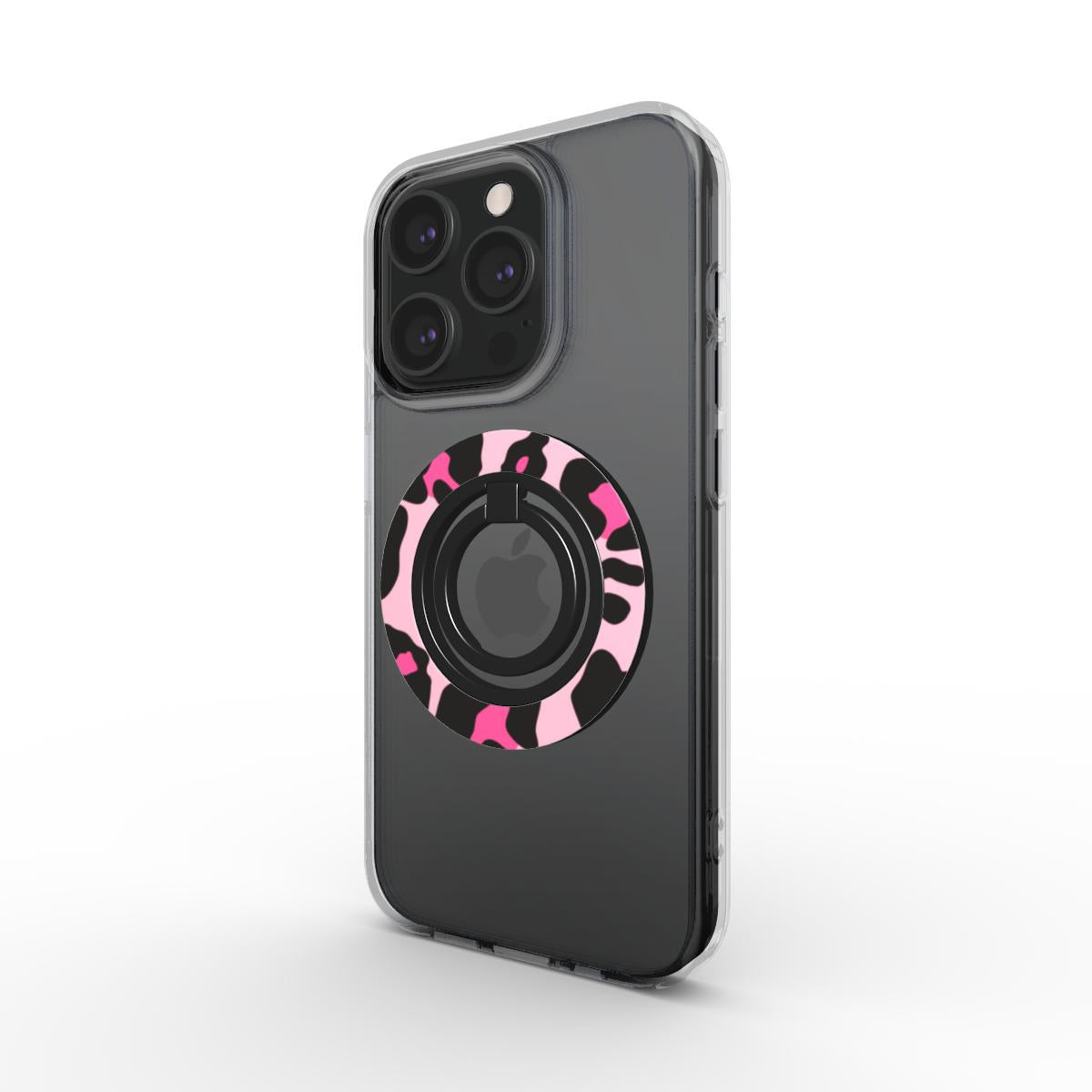 Black Pink Leopard Ring Holder, 3D product render