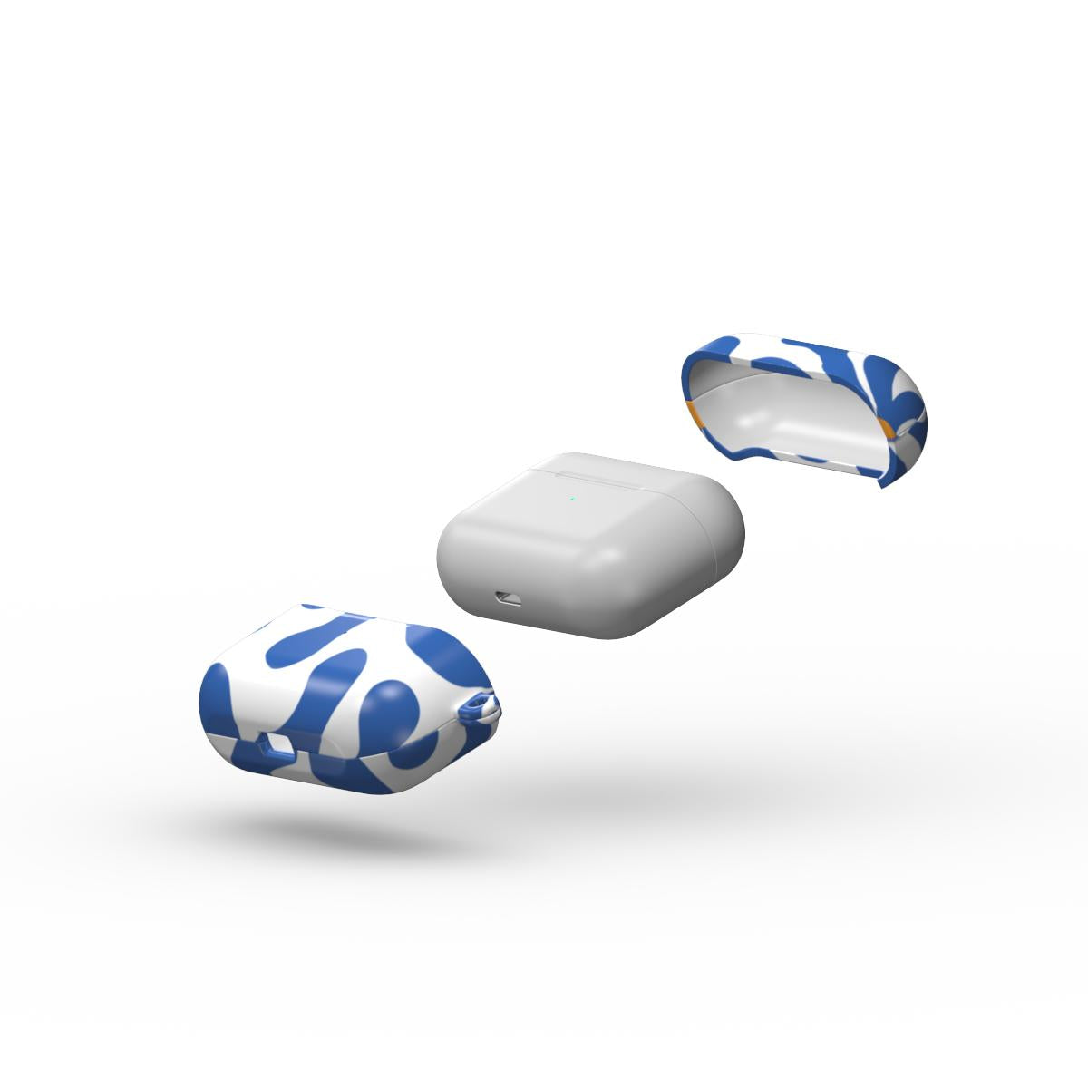 Blue Abstract Starburst Apple AirPods Tough Case, 3D product render