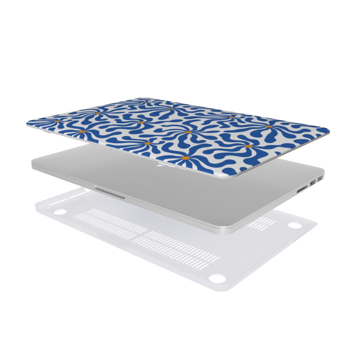 Blue Abstract Starburst MacBook Case, 3D product render