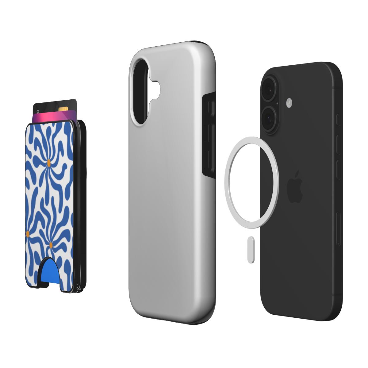 Blue Abstract Starburst Magnetic Wallet, 3D product render