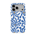 Blue Abstract Starburst phone case — back view, full print