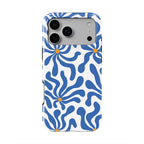 Blue Abstract Starburst phone case — back view, full print