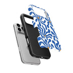 Blue Abstract Starburst Tough Phone Case — hard outer shell and inner liner separated